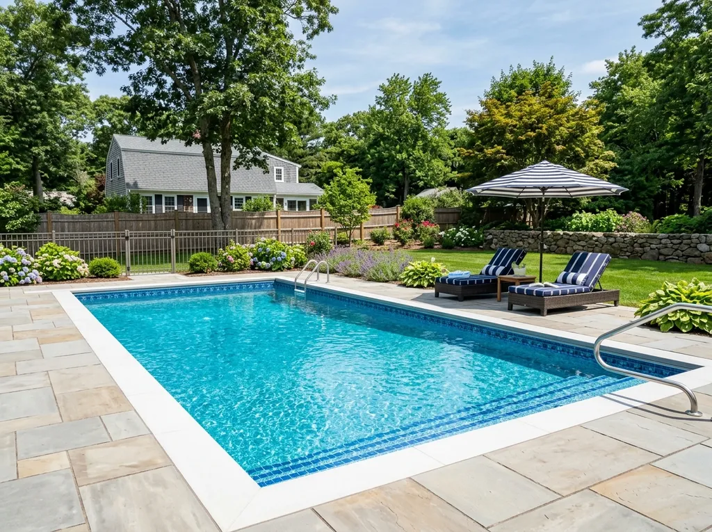 Completed Vinyl Liner Pool Restoration with Crystal Clear Turquoise Water and Paver Deck